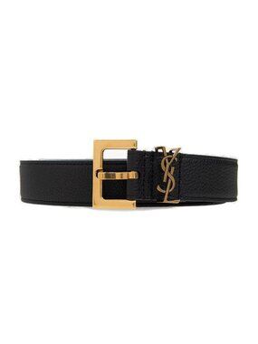 Saint Laurent YSL Black Leather Belt Gold Buckle - New + Dust Bag, Size 90